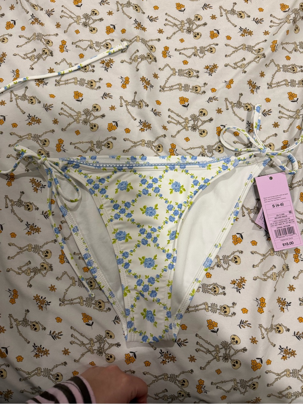 wild fable White Tie-Side Bikini Bottoms with Blue & Green Floral Print